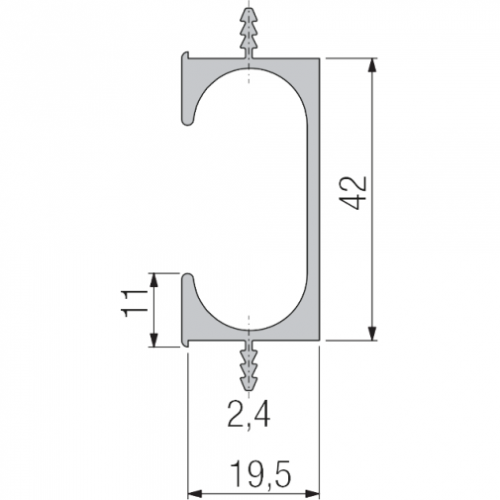 Alu-Griffleiste Typ F, E6/EV1, L: 2500 mm